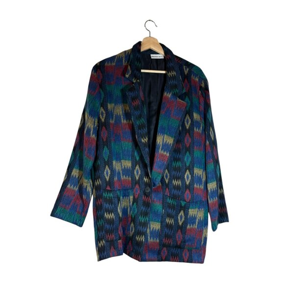 Anchor Blue Vintage Southwestern Womens Blazer with Single Button Closure - Picture 1 of 8